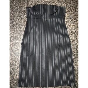 Express Stretch Strapless Pinstripe Sheath Dress Black White Size 13/14 Vintage